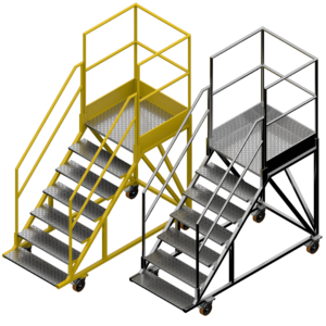 Escada Plataforma NR-12 MONTEEUSE Aço ou Alumínio - Atendimento total as NR-12 e NR-35, com acesso angulado, degraus galvanizados e antiderrapantes e Plataforma superior com guarda-corpos e rodapés. Acompanha ART de fabricação e é amplamente utilizada nas maiores indústrias do Brasil, com altíssima qualidade de fabricação, matéria-prima certificada e acabamento de superfície de alta qualidade - pintura eletrostática.
