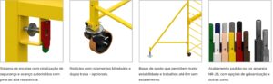 Andaime Plataforma Original MONTEEUSE PI0702779-6 Produto patenteado - Segurança em altura para manutenção industrial ou construção civil, garantindo acesso seguro pela escada incorporada, Guarda-corpos e Rodapés conforme NR-18, conjunto de piso antiderrapante e forração completa, com alçapão de acesso seguro. Pode ser apoiado com sapatas ajustáveis ou rodízios para movimentação segura da estrutura. Totalmente normatizado, com ART de fabricação recolhida junto ao CREA, Memorial de cálculo, Manual de montagem, Checklist de montagem, Projeto de montagem e Treinamento tipo seminário online com certificados nominais a cada participante. Destaque nas maiores indústrias do Brasil, tendo como clientes a VALE, CSN, Usiminas, Petrobrás, GERDAU, CEMIG, Raízen, JBS SEARA, Marfrig, Usaçucar, Bunge, ADM do Brasil, Syngenta, SENAI, Cofco, Hydro Alunorte, entre outros.