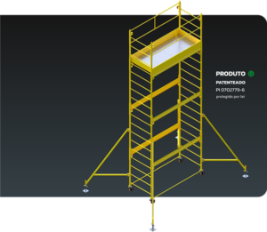 Andaime Plataforma Original MONTEEUSE PI0702779-6 Produto patenteado - Segurança em altura para manutenção industrial ou construção civil, garantindo acesso seguro pela escada incorporada, Guarda-corpos e Rodapés conforme NR-18, conjunto de piso antiderrapante e forração completa, com alçapão de acesso seguro. Pode ser apoiado com sapatas ajustáveis ou rodízios para movimentação segura da estrutura. Totalmente normatizado, com ART de fabricação recolhida junto ao CREA, Memorial de cálculo, Manual de montagem, Checklist de montagem, Projeto de montagem e Treinamento tipo seminário online com certificados nominais a cada participante. Destaque nas maiores indústrias do Brasil, tendo como clientes a VALE, CSN, Usiminas, Petrobrás, GERDAU, CEMIG, Raízen, JBS SEARA, Marfrig, Usaçucar, Bunge, ADM do Brasil, Syngenta, SENAI, Cofco, Hydro Alunorte, entre outros.