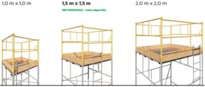 Andaime Tubular NR-18 MONTEEUSE - Segurança em altura para manutenção industrial ou construção civil, garantindo acesso seguro pelas escadas e guarda-corpos com portinhola de acesso ao piso antiderrapante e forração completa. Possui rodapés, diagonais e ligações de base. Pode ser apoiado com sapatas ajustáveis ou rodízios para movimentação segura da estrutura. Totalmente normatizado, com ART de fabricação, Memorial de cálculo e Manual de montagem.
