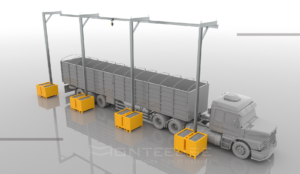 Conjunto de Postes Linha de Vida Monteeuse - Segurança em Altura nas atividades de Manutenção, Inspeção de cargas e Enlonamento de veículos e caminhões, com atendimento total a NR35, permitindo a Ancoragem do Cinto de segurança no Trava-quedas. Trabalho seguro, com caixa contrapeso ou com flanges para chumbamento ao solo.