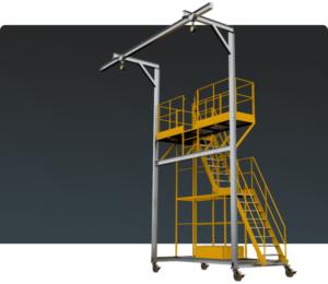 Plataforma Linha de Vida Móvel Monteeuse - Com contrapeso para estabilidade da estrutura. Segurança em Altura nas atividades de Manutenção, Inspeção de cargas e Enlonamento de veículos e caminhões, com atendimento total a NR35, permitindo a Ancoragem do Cinto de segurança no Trava-quedas. Trabalho seguro, estrutura móvel com Rodízios robustos e de qualidade.