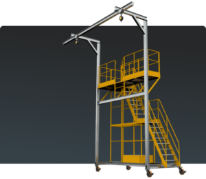 Plataforma Linha de Vida Móvel Monteeuse - Com contrapeso para estabilidade da estrutura. Segurança em Altura nas atividades de Manutenção, Inspeção de cargas e Enlonamento de veículos e caminhões, com atendimento total a NR35, permitindo a Ancoragem do Cinto de segurança no Trava-quedas. Trabalho seguro, estrutura móvel com Rodízios robustos e de qualidade.