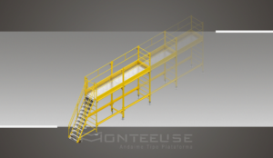Andaime Plataforma com Escada Angulada Original MONTEEUSE PI0702779-6 Produto patenteado - Segurança em altura para manutenção industrial ou construção civil, garantindo acesso seguro pela escada incorporada, Guarda-corpos e Rodapés conforme NR-18, conjunto de piso antiderrapante e forração completa, com alçapão de acesso seguro. Pode ser apoiado com sapatas ajustáveis ou rodízios para movimentação segura da estrutura. Totalmente normatizado, com ART de fabricação recolhida junto ao CREA, Memorial de cálculo, Manual de montagem, Checklist de montagem, Projeto de montagem e Treinamento tipo seminário online com certificados nominais a cada participante. Destaque nas maiores indústrias do Brasil, tendo como clientes a VALE, CSN, Usiminas, Petrobrás, GERDAU, CEMIG, Raízen, JBS SEARA, Marfrig, Usaçucar, Bunge, ADM do Brasil, Syngenta, SENAI, Cofco, Hydro Alunorte, entre outros.