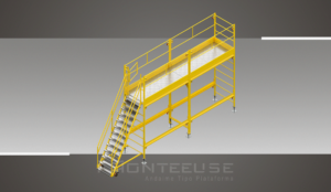 Andaime Plataforma com Escada Angulada Original MONTEEUSE PI0702779-6 Produto patenteado - Segurança em altura para manutenção industrial ou construção civil, garantindo acesso seguro pela escada incorporada, Guarda-corpos e Rodapés conforme NR-18, conjunto de piso antiderrapante e forração completa, com alçapão de acesso seguro. Pode ser apoiado com sapatas ajustáveis ou rodízios para movimentação segura da estrutura. Totalmente normatizado, com ART de fabricação recolhida junto ao CREA, Memorial de cálculo, Manual de montagem, Checklist de montagem, Projeto de montagem e Treinamento tipo seminário online com certificados nominais a cada participante. Destaque nas maiores indústrias do Brasil, tendo como clientes a VALE, CSN, Usiminas, Petrobrás, GERDAU, CEMIG, Raízen, JBS SEARA, Marfrig, Usaçucar, Bunge, ADM do Brasil, Syngenta, SENAI, Cofco, Hydro Alunorte, entre outros.