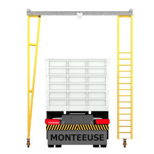 Pórtico Linha de Vida Móvel Monteeuse - Segurança em Altura nas atividades de Manutenção, Inspeção de cargas e Enlonamento de veículos e caminhões, com atendimento total a NR35, permitindo a Ancoragem do Cinto de segurança no Trava-quedas. Trabalho seguro, estrutura móvel com Rodízios robustos e de qualidade.