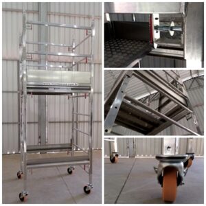 Andaime Plataforma Original MONTEEUSE PI0702779-6 Aço ou Alumínio - Produto patenteado - Segurança em altura para manutenção industrial ou construção civil, garantindo acesso seguro pela escada incorporada, Guarda-corpos e Rodapés conforme NR-18, conjunto de piso antiderrapante e forração completa, com alçapão de acesso seguro. Pode ser apoiado com sapatas ajustáveis ou rodízios para movimentação segura da estrutura. Totalmente normatizado, com ART de fabricação recolhida junto ao CREA, Memorial de cálculo, Manual de montagem, Checklist de montagem, Projeto de montagem e Treinamento tipo seminário online com certificados nominais a cada participante. Destaque nas maiores indústrias do Brasil, tendo como clientes a VALE, CSN, Usiminas, Petrobrás, GERDAU, CEMIG, Raízen, JBS SEARA, Marfrig, Usaçucar, Bunge, ADM do Brasil, Syngenta, SENAI, Cofco, Hydro Alunorte, entre outros.