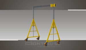Pórtico de içamento de Cargas MONTEEUSE - Pórtico ajustável em altura ou largura, com capacidade de carga alta e formato customizável conforme a necessidade do cliente. Segurança no içamento e movimentação de cargas pesadas.