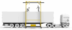 Linha de Vida Móvel Monteeuse - Com contrapeso para estabilidade da estrutura. Segurança em Altura nas atividades de Manutenção, Inspeção de cargas e Enlonamento de veículos e caminhões, com atendimento total a NR35, permitindo a Ancoragem do Cinto de segurança no Trava-quedas. Trabalho seguro, estrutura móvel com Rodízios robustos e de qualidade.