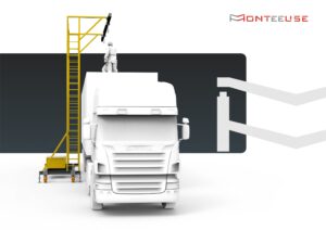 Linha de Vida Móvel Monteeuse - Com contrapeso para estabilidade da estrutura. Segurança em Altura nas atividades de Manutenção, Inspeção de cargas e Enlonamento de veículos e caminhões, com atendimento total a NR35, permitindo a Ancoragem do Cinto de segurança no Trava-quedas. Trabalho seguro, estrutura móvel com Rodízios robustos e de qualidade.