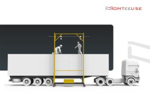 Linha de Vida Móvel Monteeuse - Com contrapeso para estabilidade da estrutura. Segurança em Altura nas atividades de Manutenção, Inspeção de cargas e Enlonamento de veículos e caminhões, com atendimento total a NR35, permitindo a Ancoragem do Cinto de segurança no Trava-quedas. Trabalho seguro, estrutura móvel com Rodízios robustos e de qualidade.