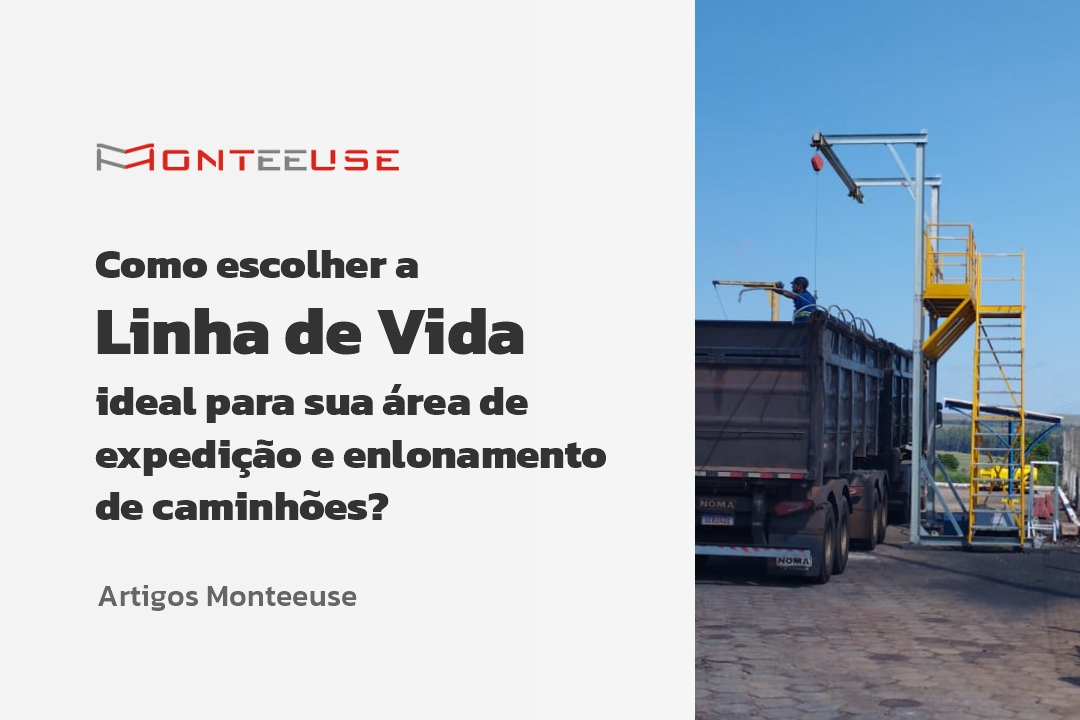 Linha de Vida Móvel Monteeuse - Com contrapeso para estabilidade da estrutura. Segurança em Altura nas atividades de Manutenção, Inspeção de cargas e Enlonamento de veículos e caminhões, com atendimento total a NR35, permitindo a Ancoragem do Cinto de segurança no Trava-quedas. Trabalho seguro, estrutura móvel com Rodízios robustos e de qualidade.