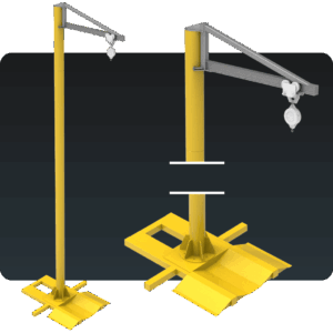 Poste de Ancoragem Giratório com Base Suporte Pneu MONTEEUSE - Linha de Vida Móvel NBR 16.325-1 - Ancoragem do cinto de segurança com trole e trava quedas - NR-35 segurança no trabalho em altura