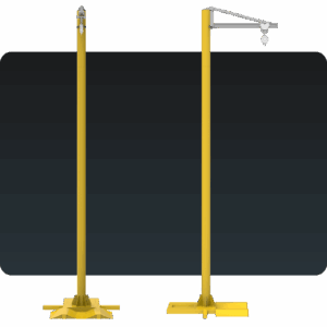 Poste de Ancoragem Giratório com Base Suporte Pneu MONTEEUSE - Linha de Vida Móvel NBR 16.325-1 - Ancoragem do cinto de segurança com trole e trava quedas - NR-35 segurança no trabalho em altura