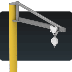 Poste de Ancoragem Giratório com Base Suporte Pneu MONTEEUSE - Linha de Vida Móvel NBR 16.325-1 - Ancoragem do cinto de segurança com trole e trava quedas - NR-35 segurança no trabalho em altura