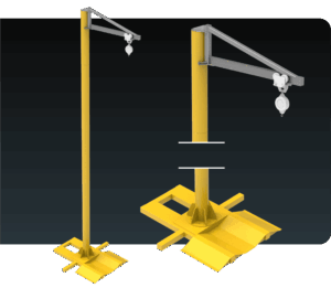 Poste de Ancoragem Giratório com Base Suporte Pneu MONTEEUSE - Linha de Vida Móvel NBR 16.325-1 - Ancoragem do cinto de segurança com trole e trava quedas - NR-35 segurança no trabalho em altura