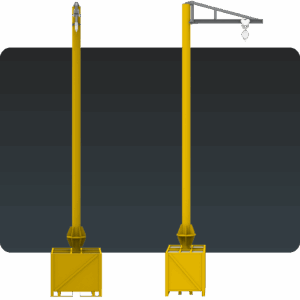 PGCP Poste Giratório de Ancoragem 360 graus com caixa contrapeso móvel por empilhadeira ou palleteira - Linha de Vida Móvel com auxílio de empilhadeira ou palleteira - Segurança em Altura nas atividades de Manutenção, Inspeção de cargas e Enlonamento de veículos e caminhões, com atendimento total a NR35 e NBR16325, permitindo a Ancoragem do Cinto de segurança no Trava-quedas. Trabalho seguro, estrutura móvel e de alta qualidade.