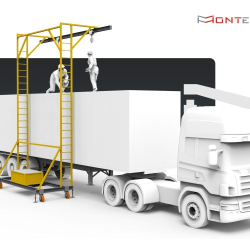 Linha de Vida Móvel Monteeuse - Com contrapeso para estabilidade da estrutura. Segurança em Altura nas atividades de Manutenção, Inspeção de cargas e Enlonamento de veículos e caminhões, com atendimento total a NR35, permitindo a Ancoragem do Cinto de segurança no Trava-quedas. Trabalho seguro, estrutura móvel com Rodízios robustos e de qualidade.