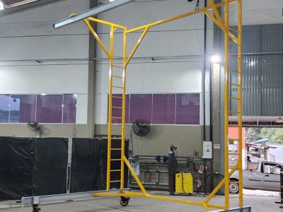 Linha de Vida Móvel tipo C Móvel Monteeuse - Segurança em Altura Manutenção NR35 Ancoragem Cinto Trava-quedas Trabalho seguro com Rodízios