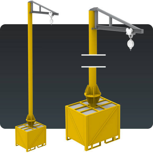 PCGP Poste Giratório de Ancoragem 360 graus com caixa contrapeso móvel por empilhadeira ou palleteira - Linha de Vida Móvel com auxílio de empilhadeira ou palleteira - Segurança em Altura nas atividades de Manutenção, Inspeção de cargas e Enlonamento de veículos e caminhões, com atendimento total a NR35 e NBR16325, permitindo a Ancoragem do Cinto de segurança no Trava-quedas. Trabalho seguro, estrutura móvel e de alta qualidade.