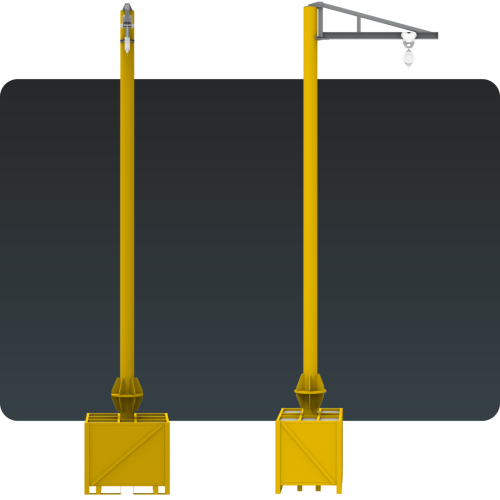 PCGP Poste Giratório de Ancoragem 360 graus com caixa contrapeso móvel por empilhadeira ou palleteira - Linha de Vida Móvel com auxílio de empilhadeira ou palleteira - Segurança em Altura nas atividades de Manutenção, Inspeção de cargas e Enlonamento de veículos e caminhões, com atendimento total a NR35 e NBR16325, permitindo a Ancoragem do Cinto de segurança no Trava-quedas. Trabalho seguro, estrutura móvel e de alta qualidade.