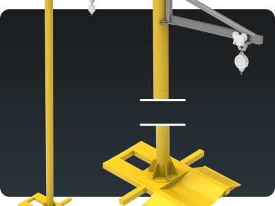Poste de Ancoragem Giratório com Base Suporte Pneu MONTEEUSE - Linha de Vida Móvel NBR 16.325-1 - Ancoragem do cinto de segurança com trole e trava quedas - NR-35 segurança no trabalho em altura
