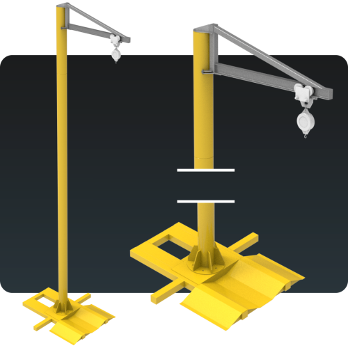 Poste de Ancoragem Giratório com Base Suporte Pneu MONTEEUSE - Linha de Vida Móvel NBR 16.325-1 - Ancoragem do cinto de segurança com trole e trava quedas - NR-35 segurança no trabalho em altura