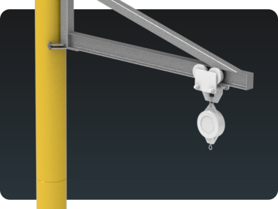 Poste de Ancoragem Giratório com Base Suporte Pneu MONTEEUSE - Linha de Vida Móvel NBR 16.325-1 - Ancoragem do cinto de segurança com trole e trava quedas - NR-35 segurança no trabalho em altura