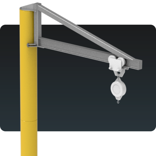 Poste de Ancoragem Giratório com Base Suporte Pneu MONTEEUSE - Linha de Vida Móvel NBR 16.325-1 - Ancoragem do cinto de segurança com trole e trava quedas - NR-35 segurança no trabalho em altura